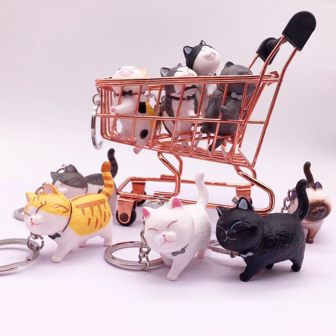 Creative New Vinyl Cartoon Kitten Key Chain Cat Pet Shop Gift Accessories Bag Car Key Chain