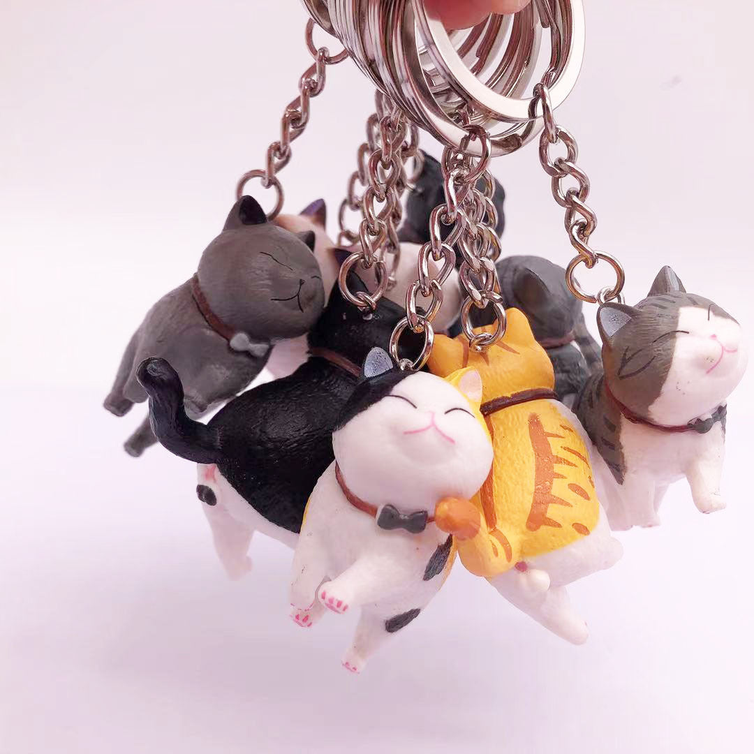 Creative New Vinyl Cartoon Kitten Key Chain Cat Pet Shop Gift Accessories Bag Car Key Chain