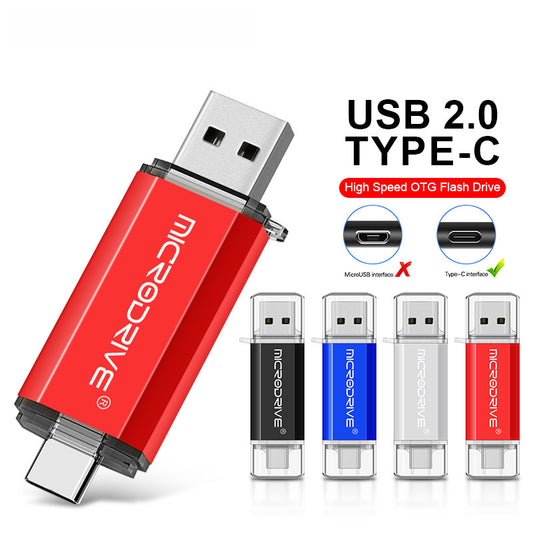 High Capacity Type-C USB Flash Drive Dual Interface 128GB 64GB Metal Body For Phone And Computer Dual Usage Laser Engraved Logo